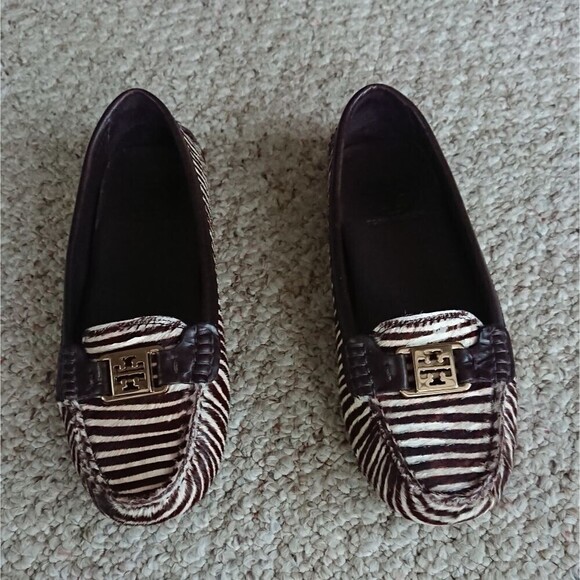 Tory Burch Brown Zebra Print Loafers size 7 - Picture 2 of 12